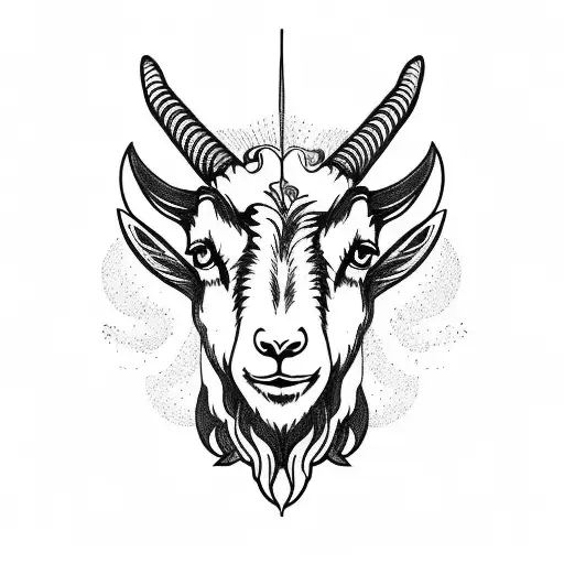 Old School Style Goat And Zeppelin With Nature