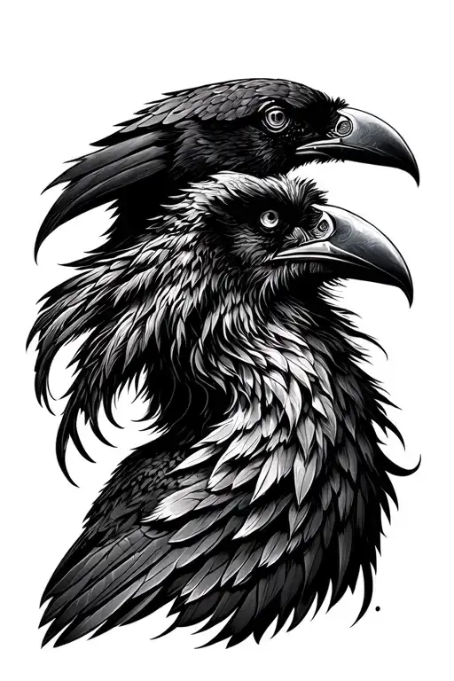 Scandinavian God Odin And Raven