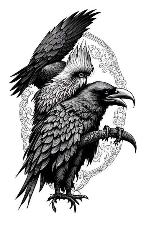 Scandinavian God Odin And Raven
