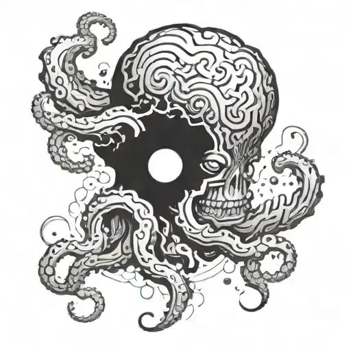 A Frankenstein Octopus Surrounded By Swirling Smoke And Lightning Bolts