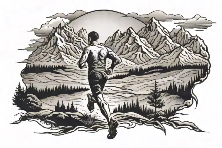 Male Runner With Mountains In The Background