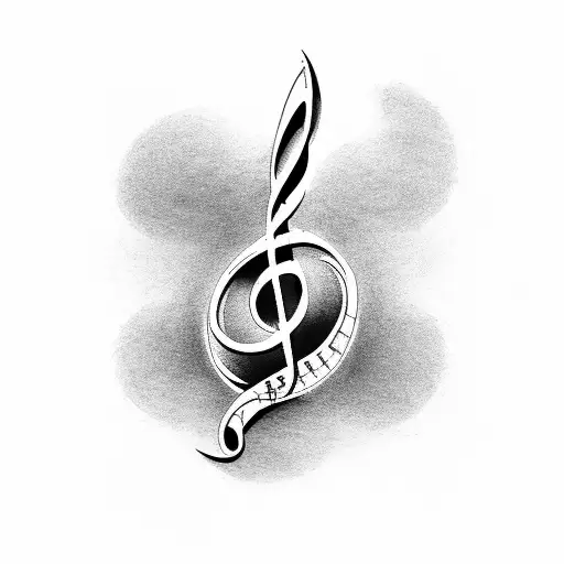 A Tattoo Of A Music Note Intertwined With A Theater Mask