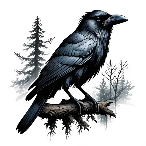 Raven In The Forest Background