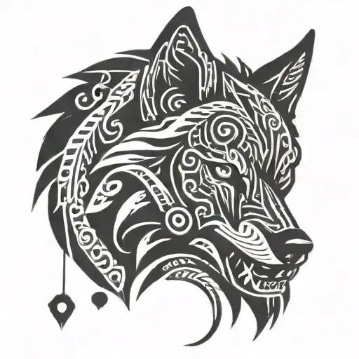 A Tribal-inspired Wolf Design With Subtle Gaming Elements