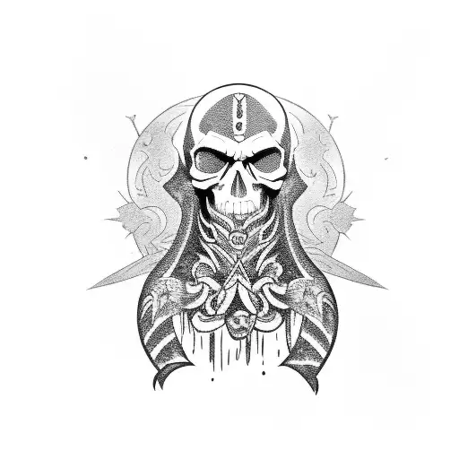 Raven On Cobra With Skull