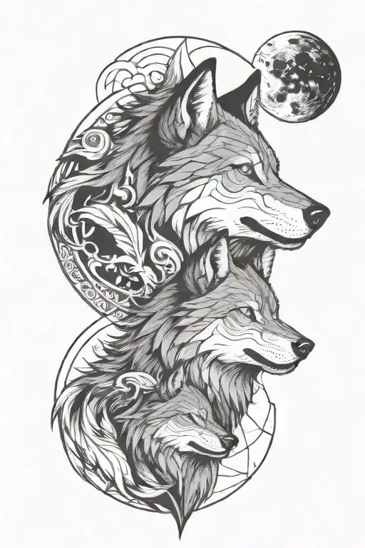 Wolf In Front Of A Warrior