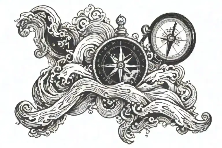 Compass Surrounded By Waves Crashing That's Says The Sea Is Selective