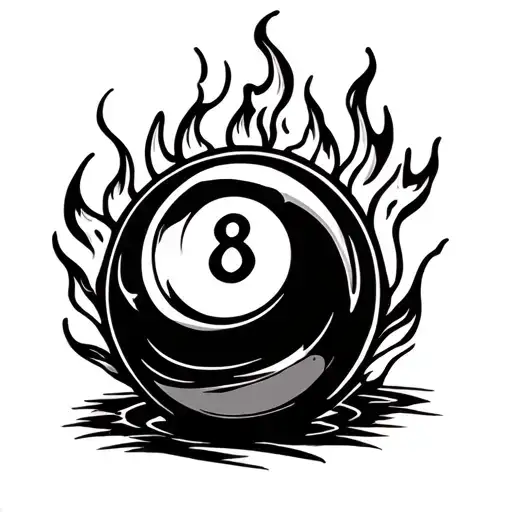 8 Ball With Fire Flames