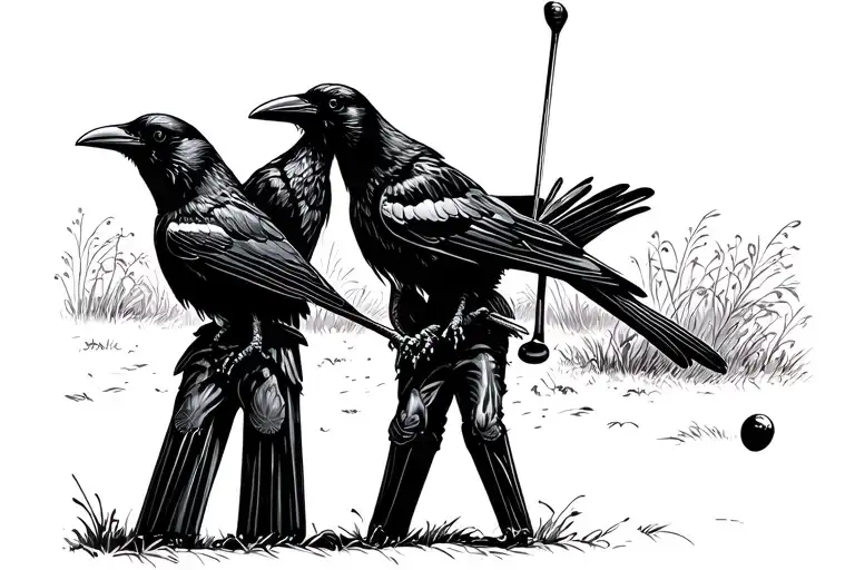 Heckle And Jeckle Crows Playing Golf