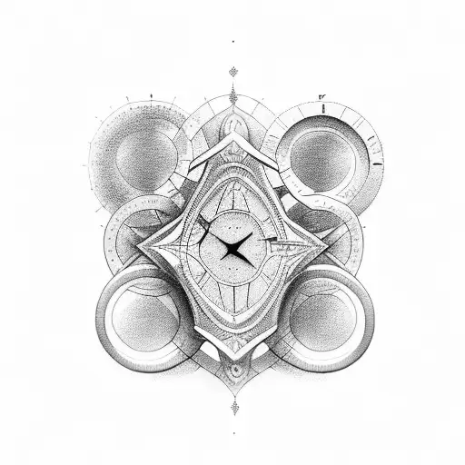 A Blackwork Tattoo Design Inspired By The Concept Of Time Travel