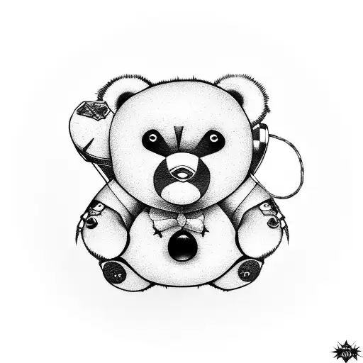 A Punk Rock Teddy Bear Rocking Out With A Guitar