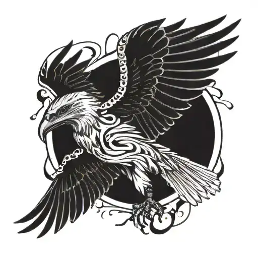 Name Marshod Intertwined Within A Hawk Flying