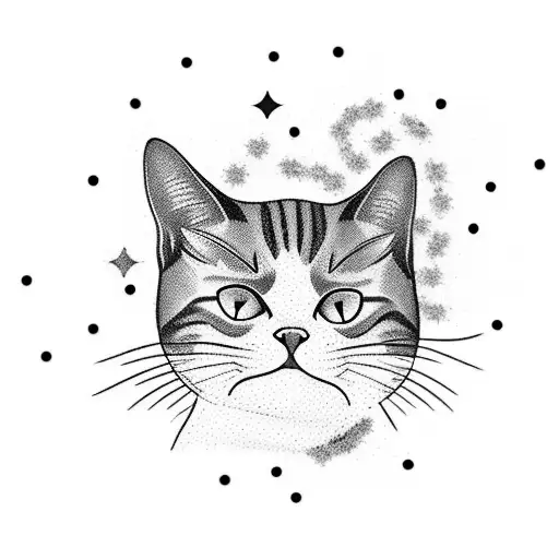 A Bartending Cat Pouring A Cocktail With Constellations As Ingredients
