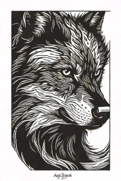 Aggressiv Black Wolf Head