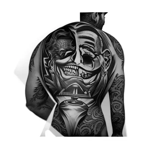 The Back Of A Man With A Joker