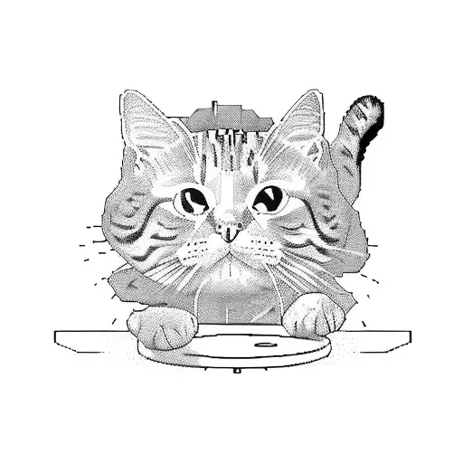 A Pixelated Cat Sitting On Top Of A Server Rack