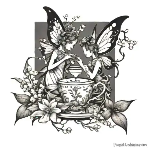 Two Fairies For Tea With Lily Of The Valley