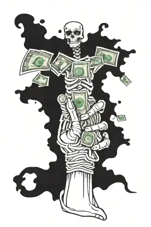 Skeleton Hand Holding Money