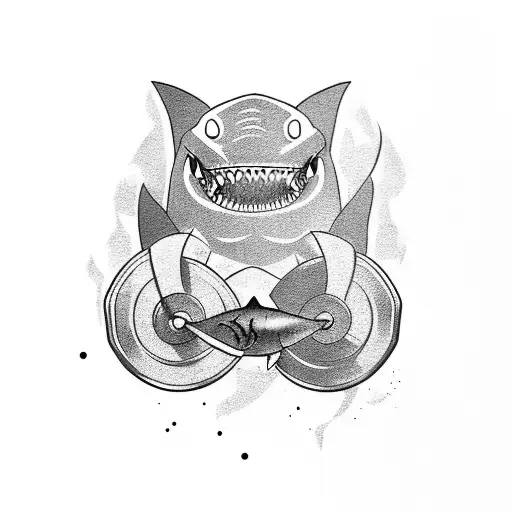 A Weightlifting Shark With Barbells As Its Fins