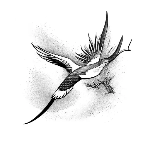 Scissor Tail Bird On A Branch