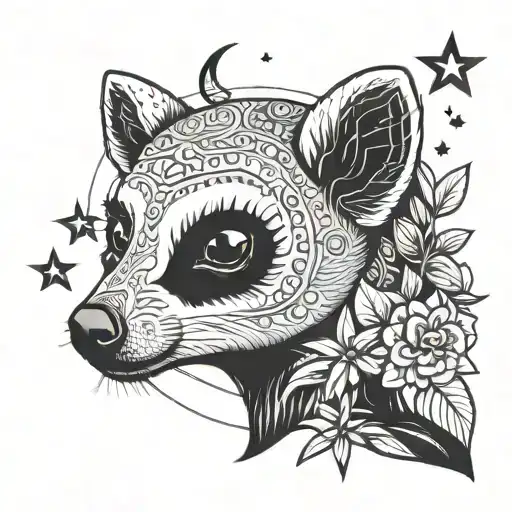 Lemur Moon And Stars Surrounding