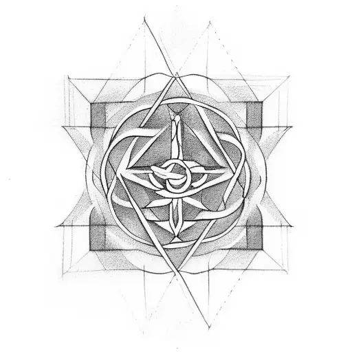 A Geometric Representation Of Spiritual Symbols Intertwined With Travel Elements
