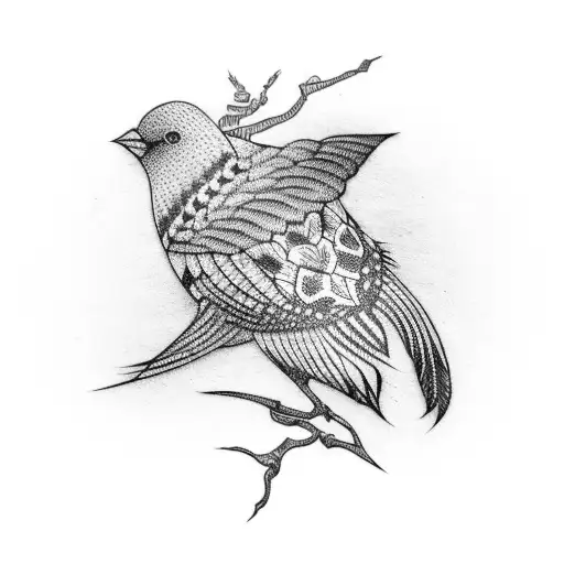Bird With Mongolian Pattern