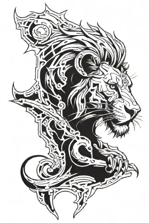 Cyborg Lion Based Off Detroit Lions Logo