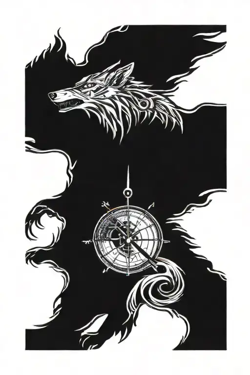 Compass Wolf Clock