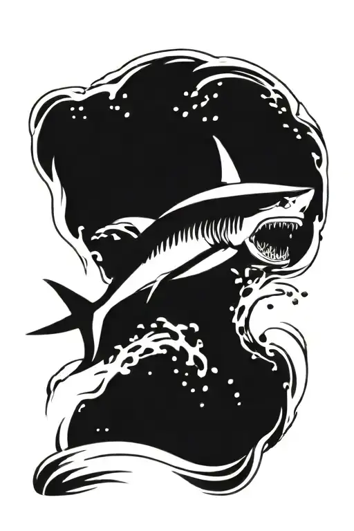 White Shark Breaching Water