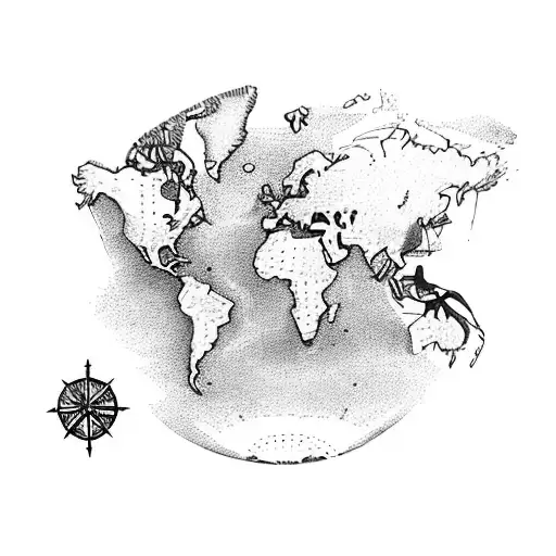 A Vintage Airplane Flying Over A Detailed Map Of The World