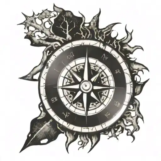 Compass With Tree Roots Spreading