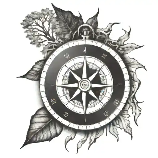 Compass With Tree Roots Spreading