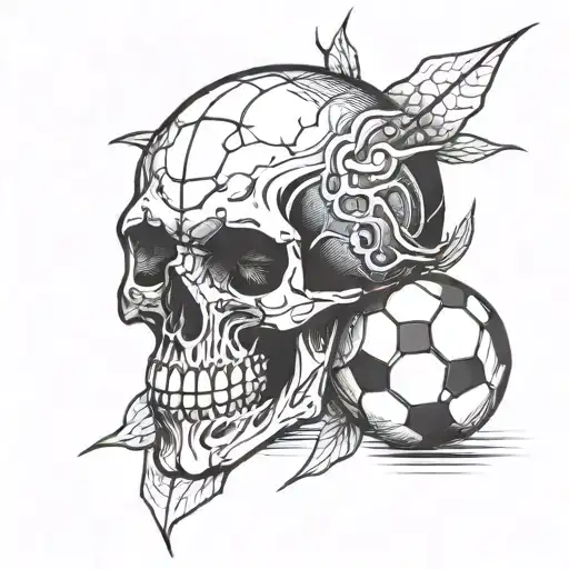 A Shaded Skull With A Soccer Ball Design