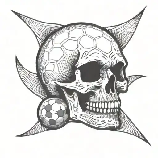 A Shaded Skull With A Soccer Ball Design