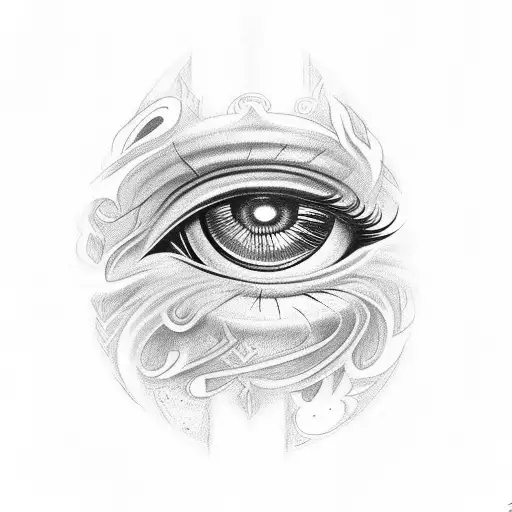 A Detailed Portrait Of Sauron's Eye Surrounded By Intricate Elvish Script