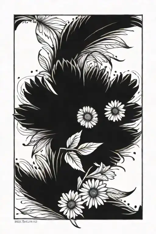 Daisy And 2 Feathers Falling