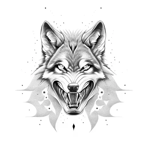 Snarling Drooling Wolf