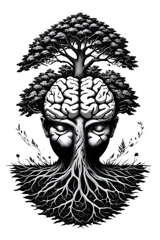 Mind Hearth Brain And Tree Representing Life With Some Elements Representing The Life Time