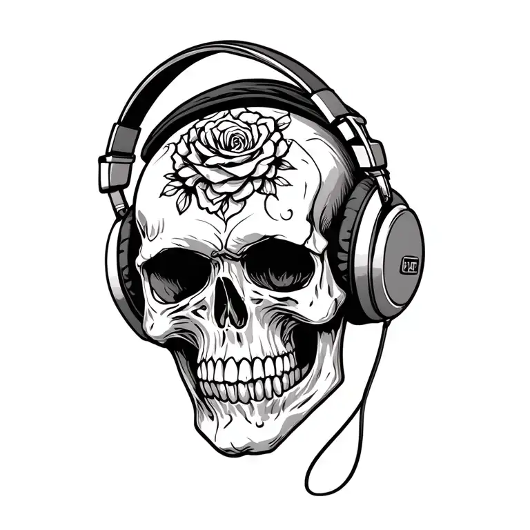 Skull Wearing Headphones