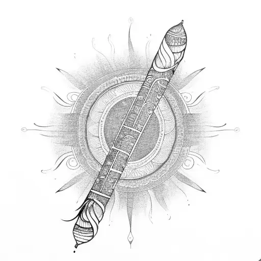 Lotus Bamboo Flute Sun Peacock Feather