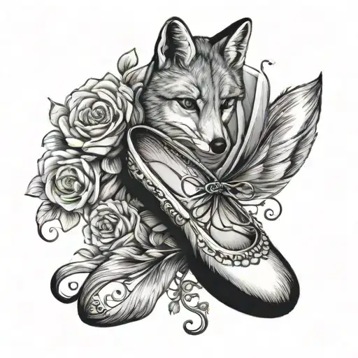 A Delicate Ballet Shoe With A Hidden Fox Silhouette