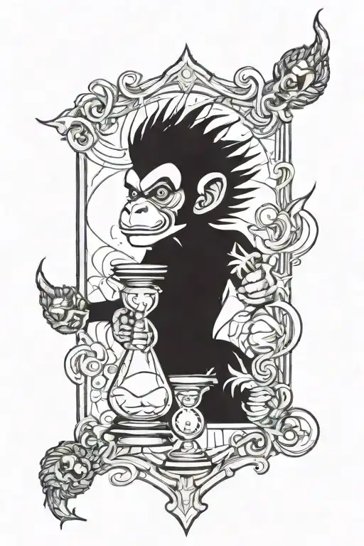 Monkey Devil Red Mohawk Anger Hourglass