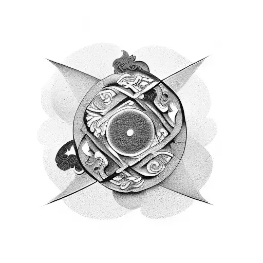 A Yin Yang Symbol With An Ox And A Dragon Intertwined