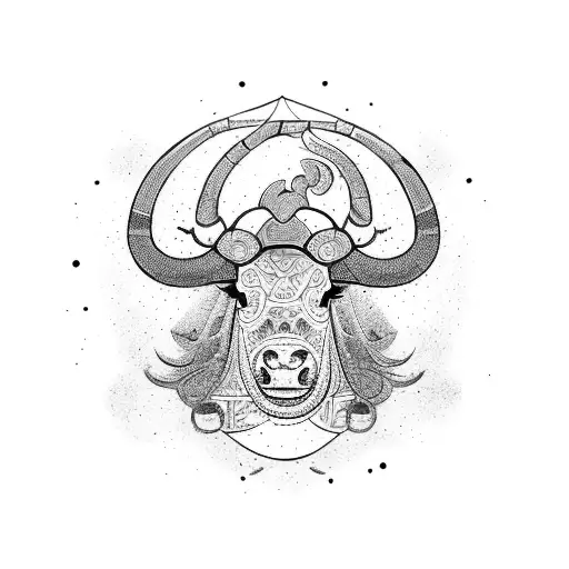 A Traditional Chinese Ox Surrounded By Intricate Kung Fu Symbols