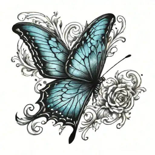 Blue Butterfly Wing With