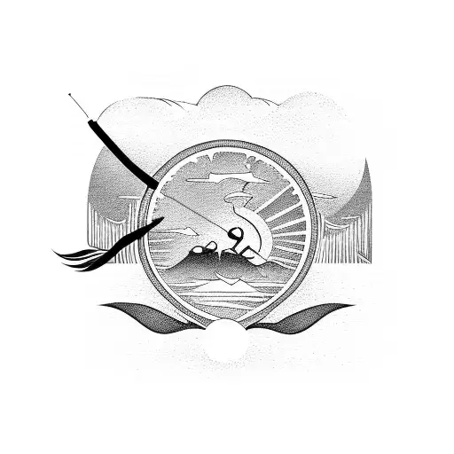 A Silhouette Of A Person Shooting A Bow And Arrow At A Sunset Beach