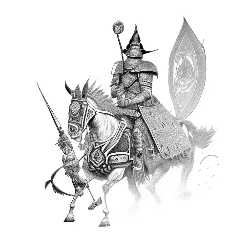 A Sombreado-inspired Warrior Riding A Caravela