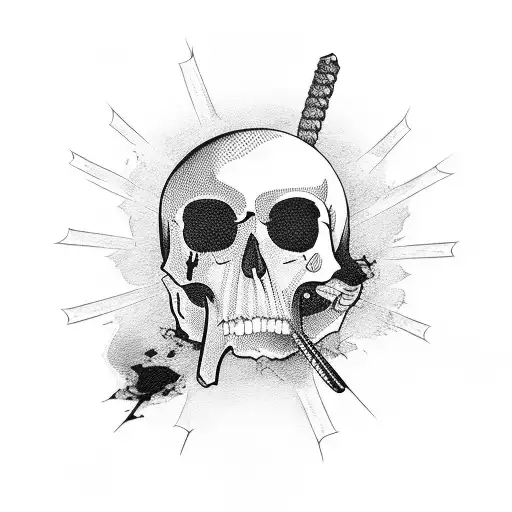 Katana And Blood And A Skull