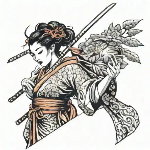 Geisha Holding A Katana